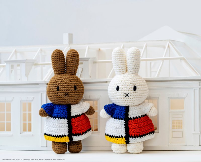 荷蘭進口Miffy【蒙德里安系列】Just Dutch授權正版手工米非兔 - 公仔/玩偶 - 棉．麻 紅色