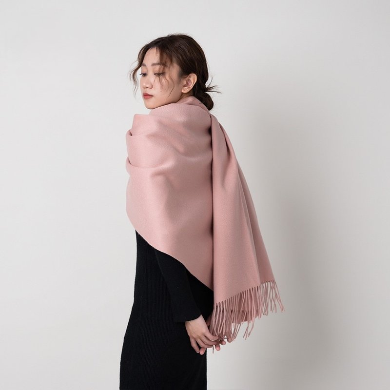 玫瑰粉 | 厚織系列 純羊毛圍巾 - 圍巾/披肩 - 羊毛 粉紅色