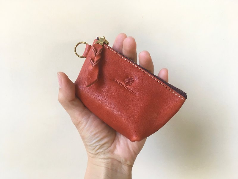 JAPAN leather Nume leather mini pouch barco terracotta - ที่ห้อยกุญแจ - หนังแท้ สีนำ้ตาล