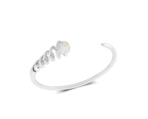 Majade Jewelry Design 白歐泊925純銀手鐲 調節開口手環 個性化刻字C手環 螺旋造型手鐲
