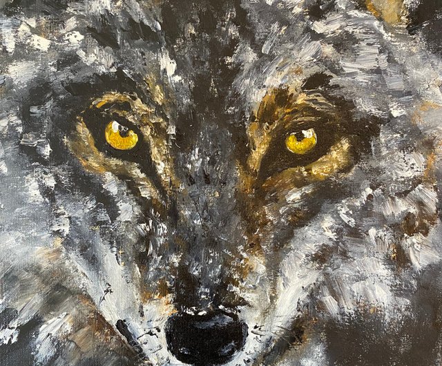 Acrylic paint Gray wolf