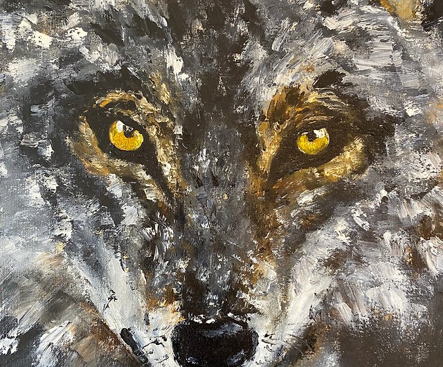 オオカミの絵 動物 オリジナルアート ポートレート ウォールアート