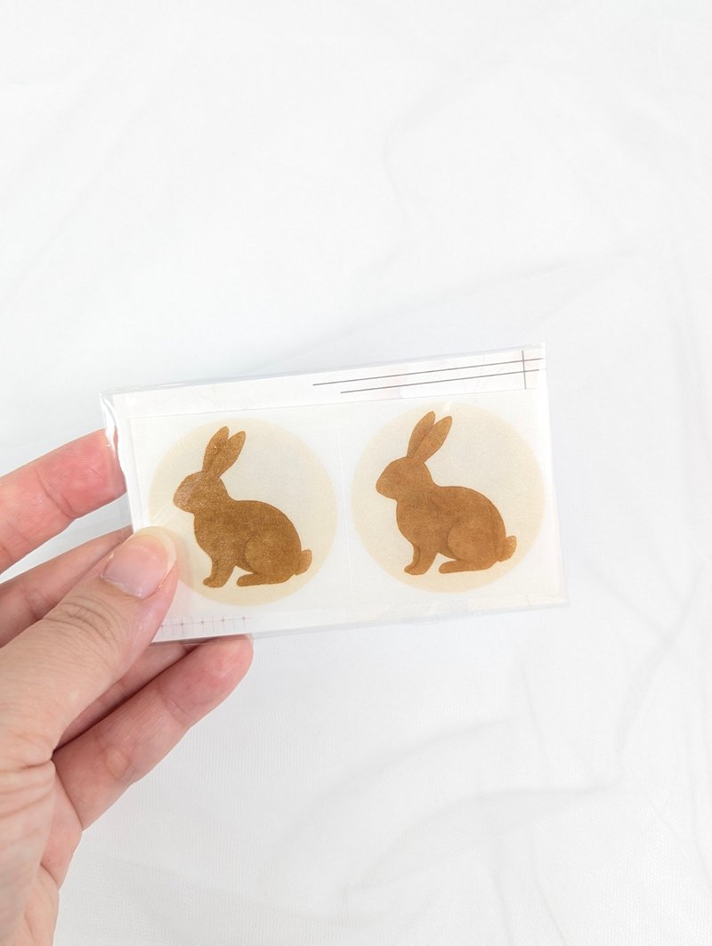 小動物剪影貼∣和紙圓形貼紙  手帳素材 拼貼 和紙膠帶 - 貼紙 - 紙 卡其色
