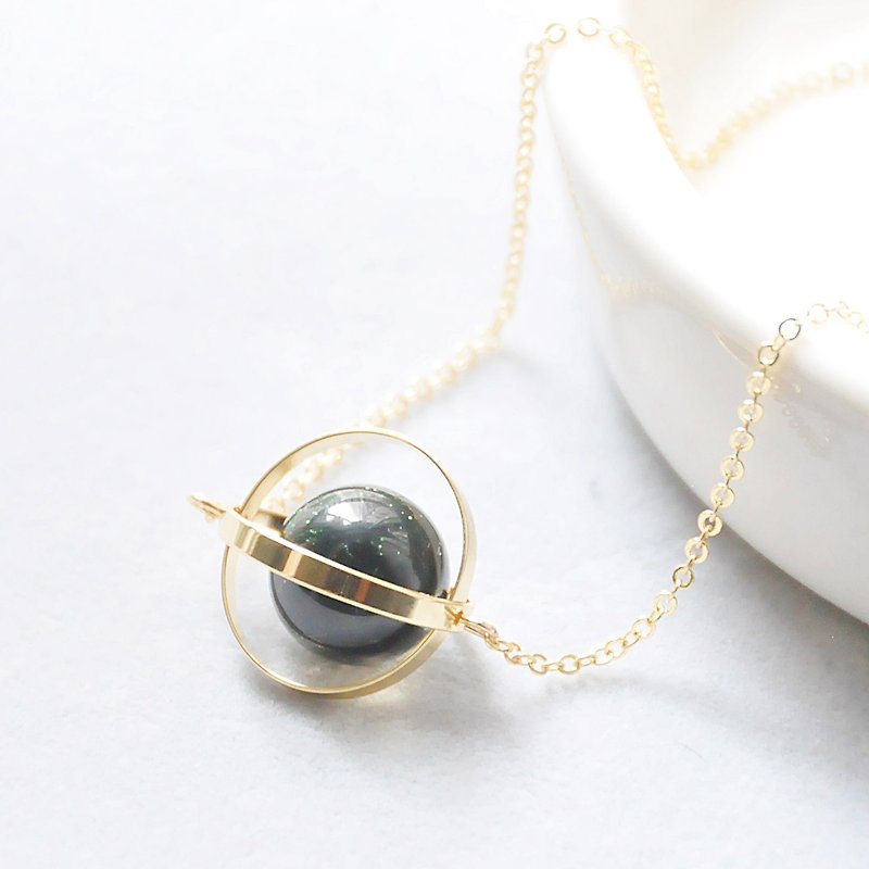 Mysterious planet. universe. Golden ring. Green sand. Necklace Mysterious Planet. Galaxy. Golden Ring. Sandstone. Necklace. birthday present. Gifts for girlfriends. Sisters gift - Chokers - Gemstone Green
