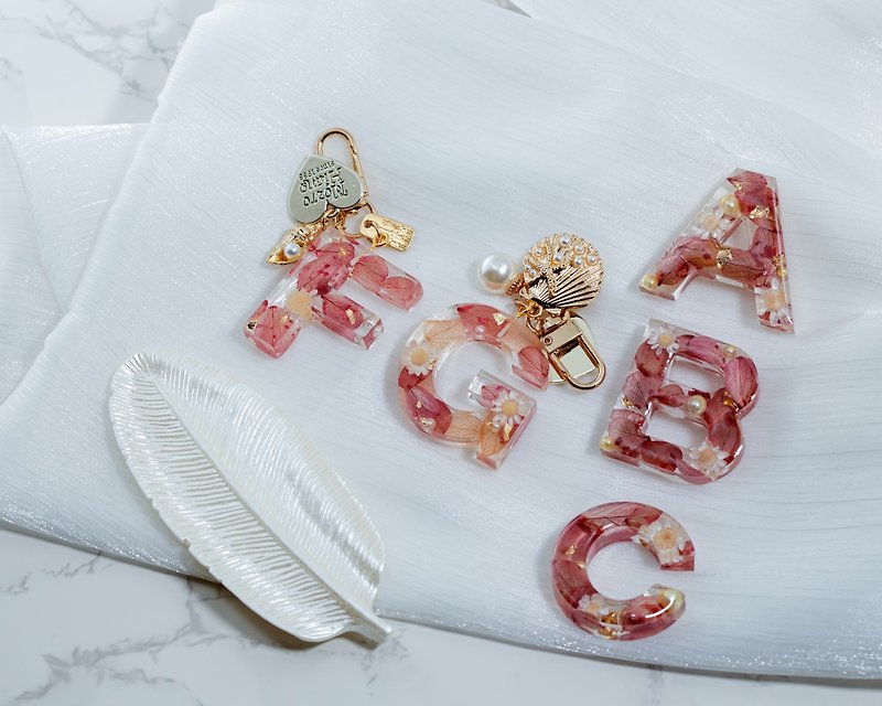 Uppercase crystal letter keychain - Keychains - Resin 