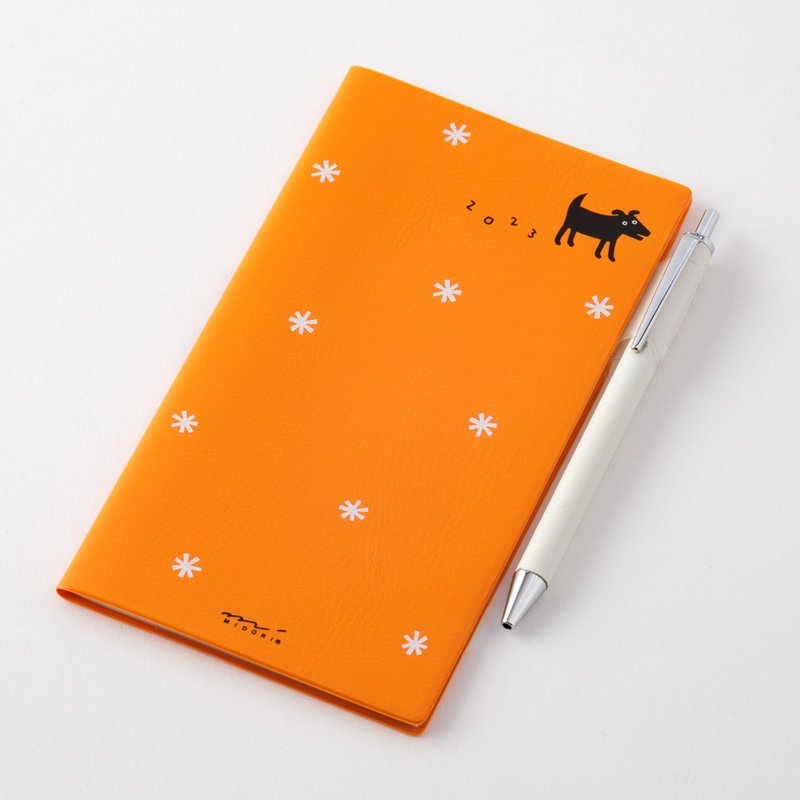 MIDORI Pocket Diary 2023 Pocket Long Moon Black Dog - สมุดบันทึก/สมุดปฏิทิน - กระดาษ หลากหลายสี