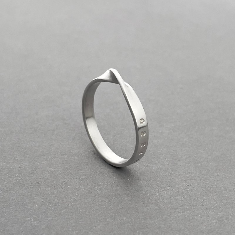 純銀 戒指 銀色 - 【客製】純銀單圈扭結戒指