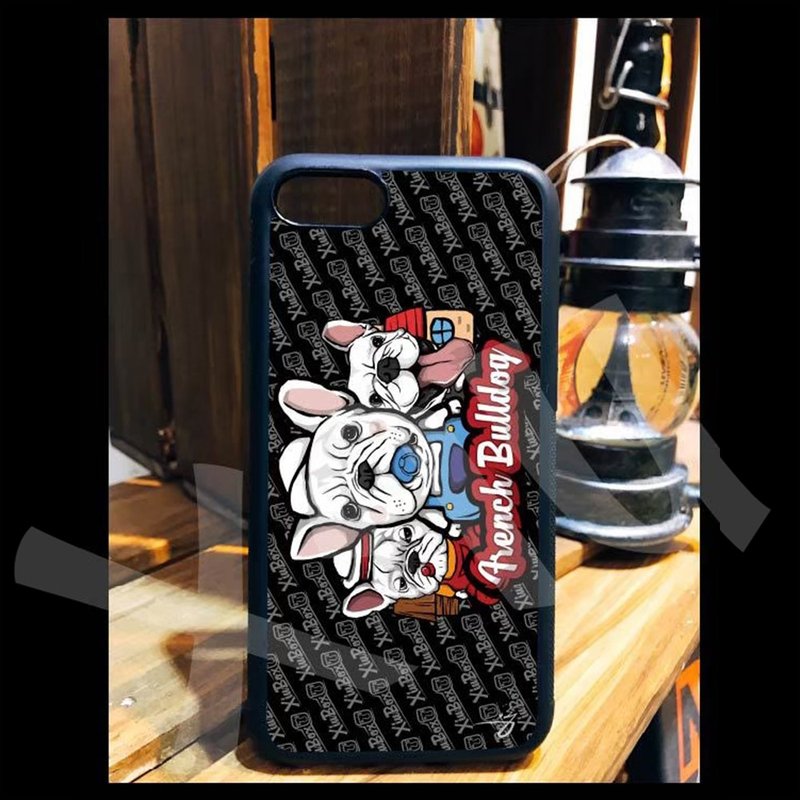 三隻小豬 法鬥 狗 手繪 插畫 手機殼 iPhone 14 13 12 11 X 8 SE - 手機殼/手機套 - 矽膠 