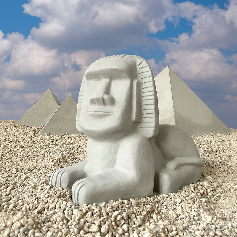 水泥摩艾 Moai－獅身摩艾 獅身人面像 埃及金字塔 - 公仔模型 - 水泥 灰色