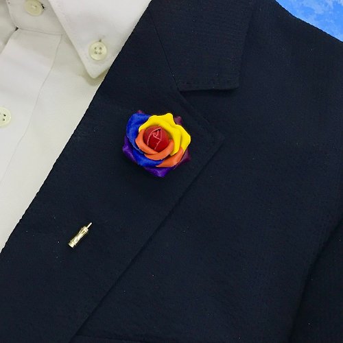 JK Collection 【Rainbow】【彩虹】皮革小玫瑰襟針
