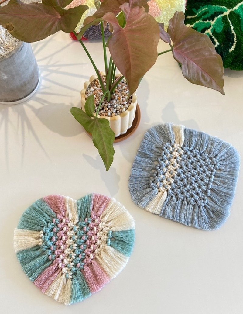 Macrame French Weaving-Tassel Coaster Two-person Experience Course (Cultural Coins Can Be Used) - Knitting / Felted Wool / Cloth - Cotton & Hemp 