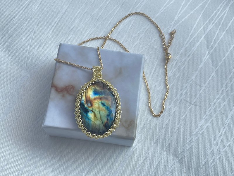 221059 wire wrapping 拉長石 銅線 繞線 吊墮 - 項鍊 - 銅/黃銅 多色