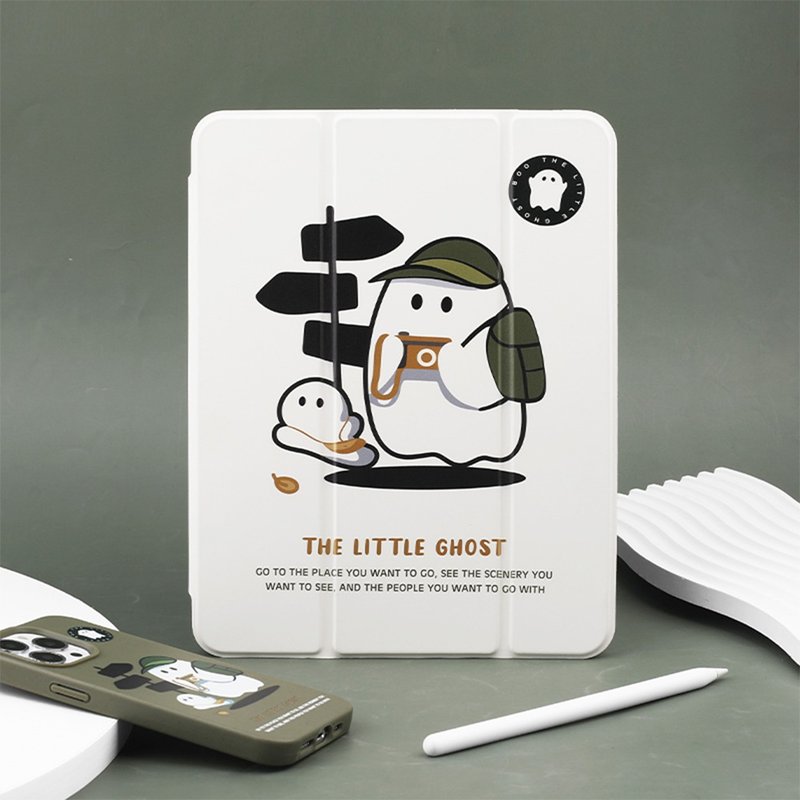 Camping Little Ghost Rotatable Vertical Screen iPad Case - Tablet & Laptop Cases - Other Materials 