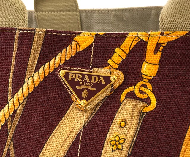 日本直送 名牌中古包 】PRADA プラダ トライアングルロゴ キャンバス