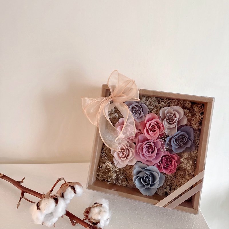 永生玫瑰花盒 - 乾燥花/永生花 - 植物．花 咖啡色