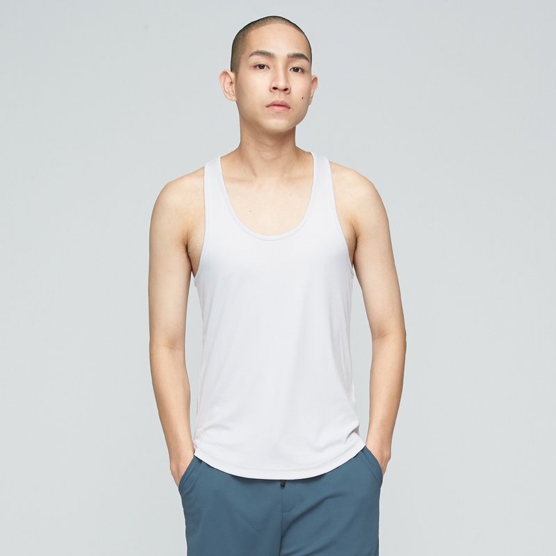 Ultracool-Cool Antibacterial Tank Vest (Men)-Mirror Gray - เสื้อกั๊กผู้ชาย - ไนลอน ขาว