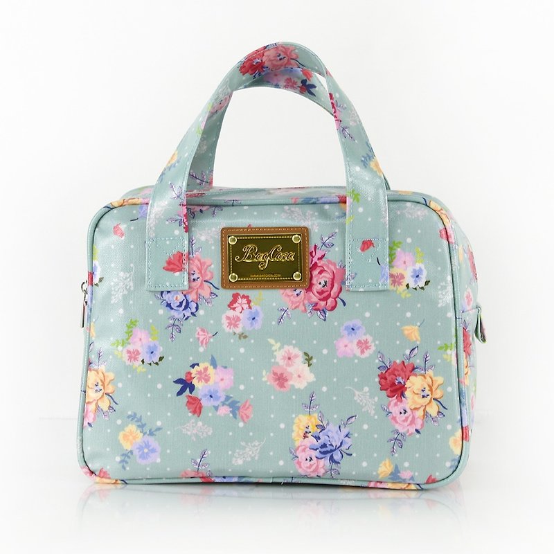England Rose Waterproof Zipper Small Square Bag-Tiffin Green - กระเป๋าถือ - ผ้าฝ้าย/ผ้าลินิน สีเขียว
