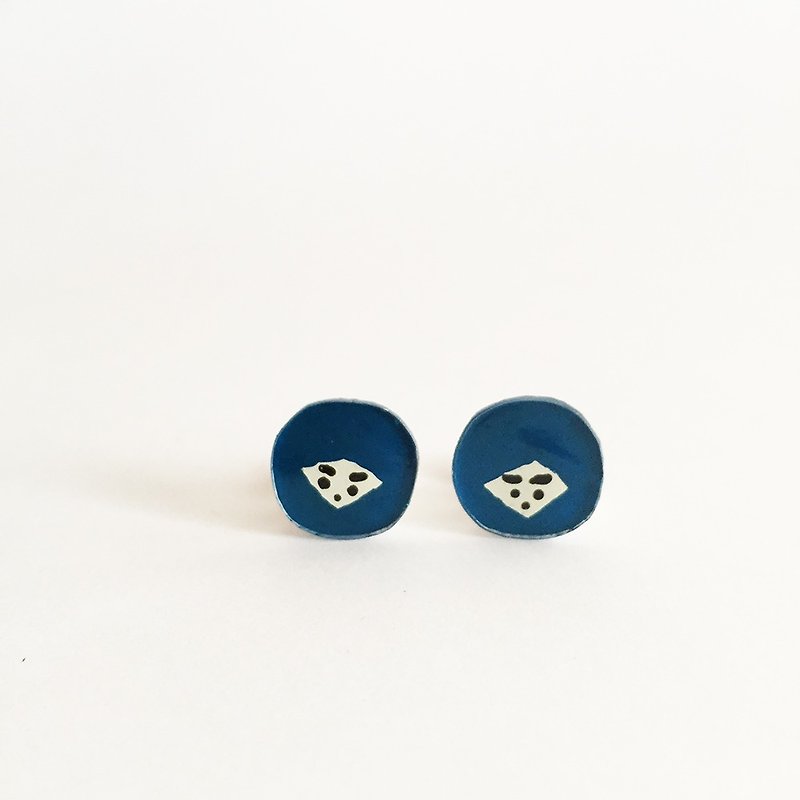 忍者の顔のプラバンイヤリング - 耳環/耳夾 - 塑膠 藍色