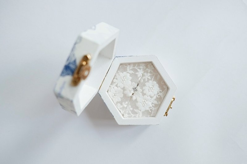 Customized Signature Handmade - Wedding / Engagement Ring Box - General Rings - Wood Blue