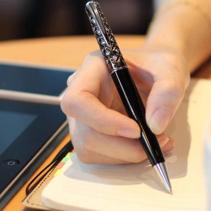 ARTEX Lucky Fortune (Fu) Long Edition Ballpoint Pen Money Pen Recommendation - ปากกา - คริสตัล สีดำ