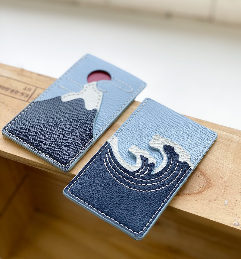 Qinghai wave leather card cover material package DIY leather hand-sewn gift Valentine's day Japanese Japanese style - เครื่องหนัง - หนังแท้ 