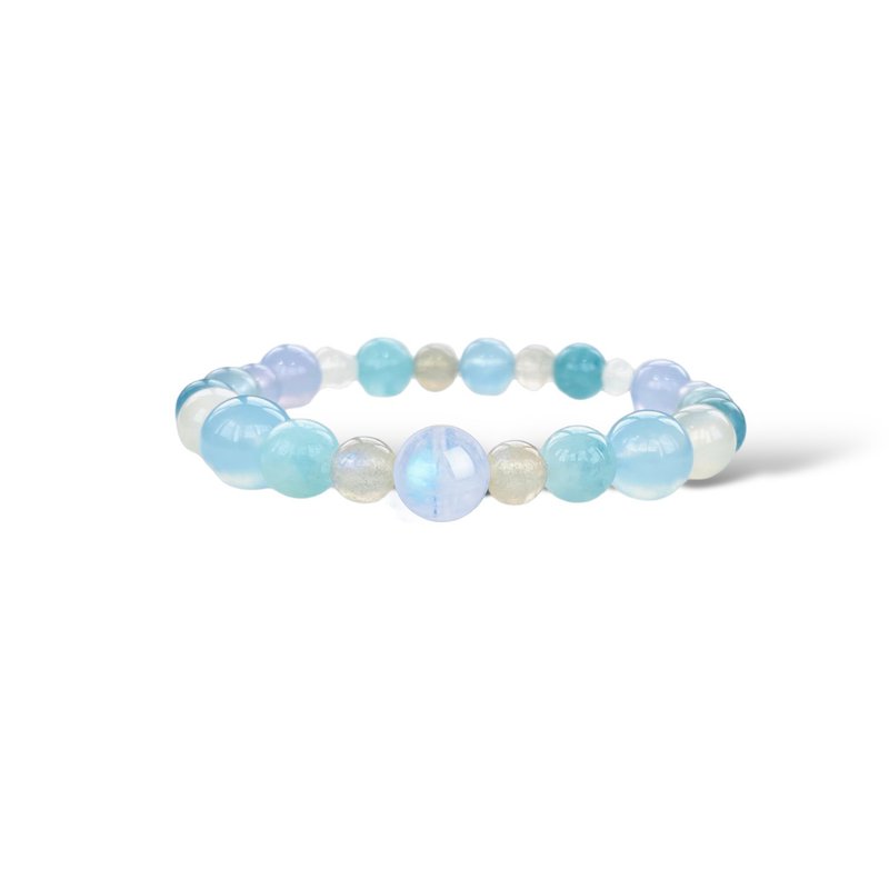 Clear gray blue, aquamarine, Stone, moonstone, labradorite, ice blue chalcedony - สร้อยข้อมือ - คริสตัล 