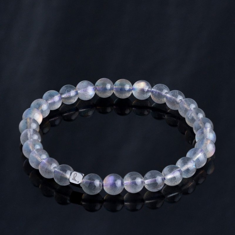 Purple Rainbow Labradorite | Natural Energy Bracelet | 6-7mm - สร้อยข้อมือ - คริสตัล สีเทา