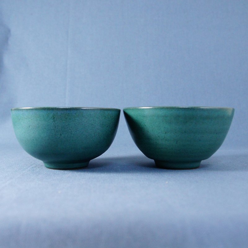 Chrome green bowl, rice bowl, tea bowl - capacity about 280ml - ถ้วยชาม - ดินเผา สีเขียว