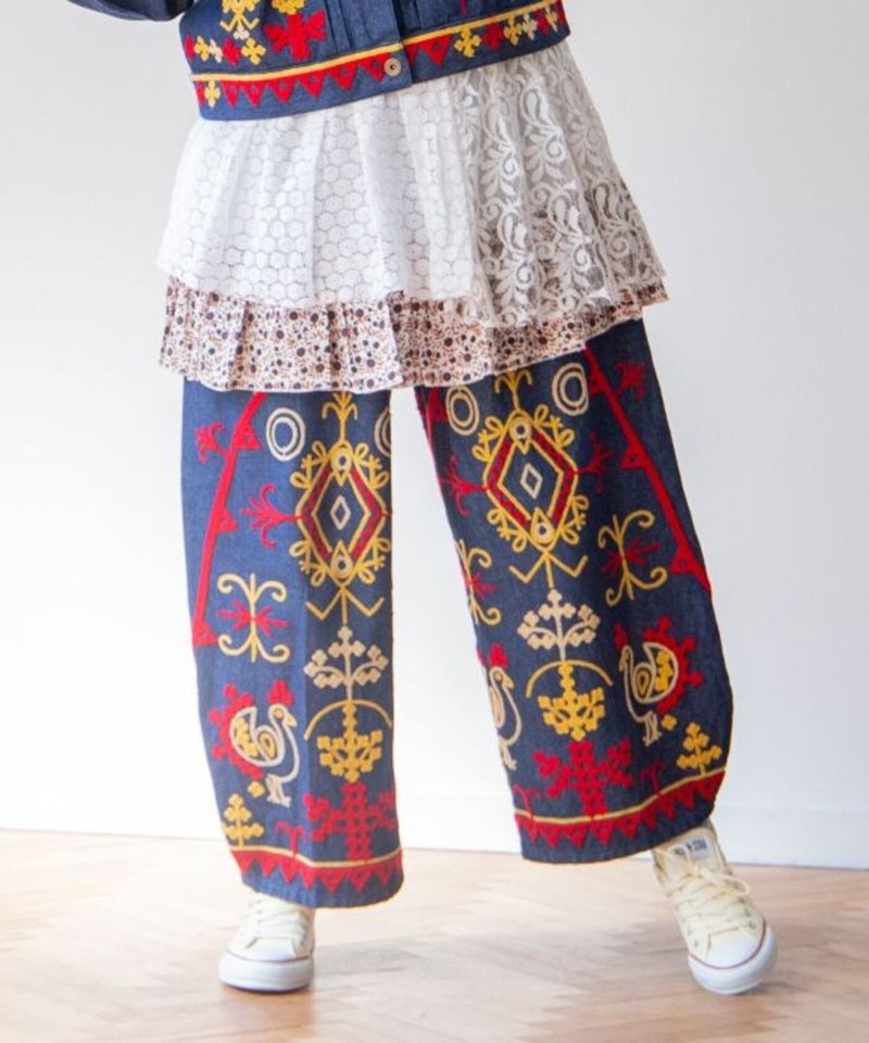 【熱門預購】 復古刺繡寬版氣球褲 女款 (2色) ILL-5311 - 女裝闊腳褲/長褲 - 棉．麻 