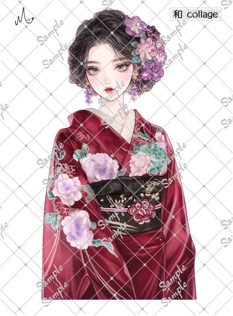 原創人物貼紙 和風系列 期間限定至1月10日 - 貼紙 - 紙 