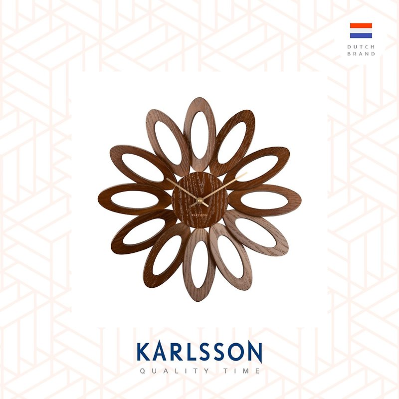 荷蘭Karlsson wall clock leather jeans grey 牛仔布皮革掛鐘 - 時鐘/鬧鐘 - 人造皮革 咖啡色