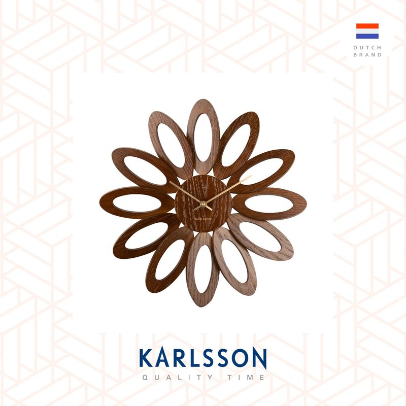 荷蘭Karlsson wall clock 40cm Fiore dark wood veneer 木制掛鐘 - 時鐘/鬧鐘 - 木頭 咖啡色