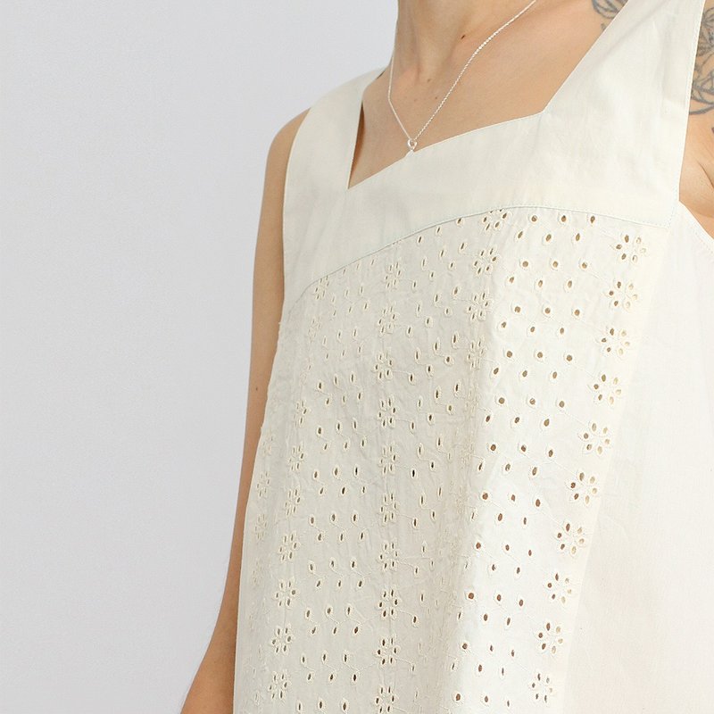Cindy Cotton Crop Top, Cream - 女裝上衣 - 棉．麻 白色