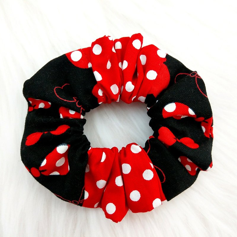 Minnie bow. Handmade Donut Hair Bundle Scrunchie - Hair Accessories - Cotton & Hemp Red