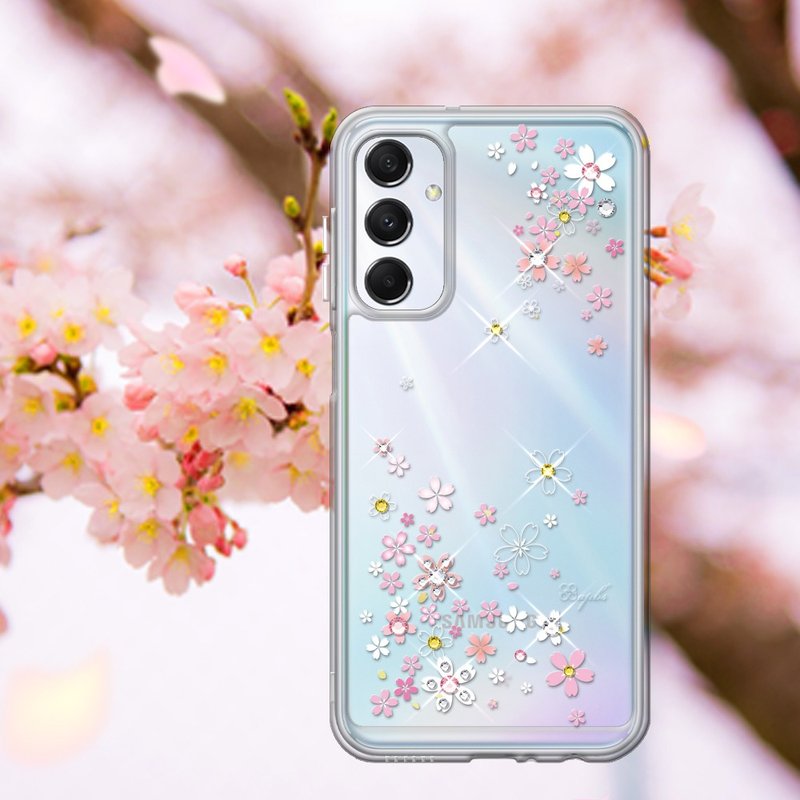 Samsung Galaxy A15/A25/A35/A55 Shockproof Dual Material Crystal Phone Case-Romantic Sakura - เคส/ซองมือถือ - วัสดุอื่นๆ หลากหลายสี