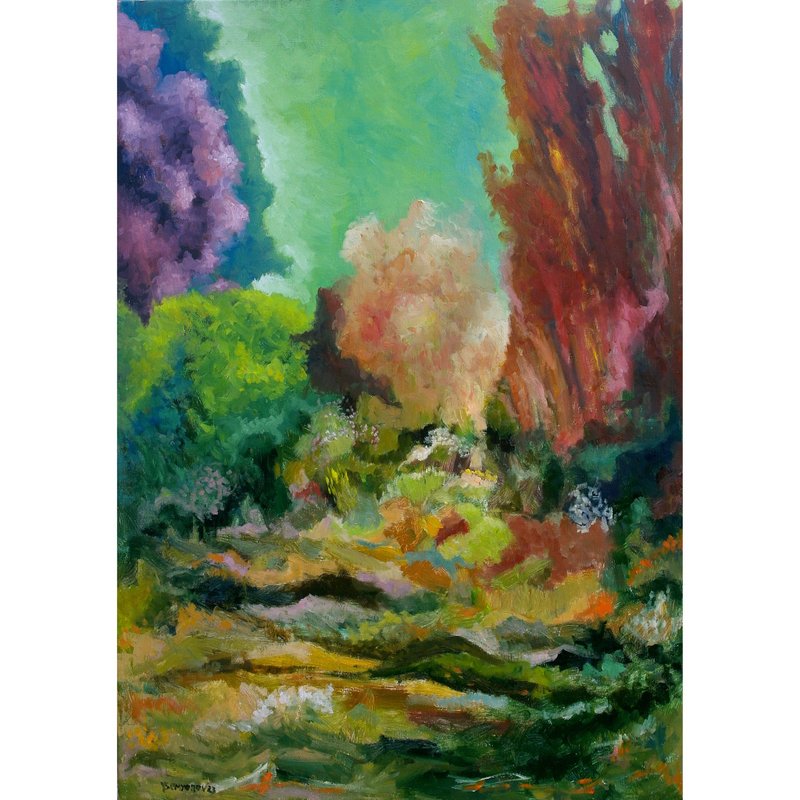 Fairy Forest Original Art Oil Painting Wall Decor Abstract Fairy Forest - โปสเตอร์ - วัสดุอื่นๆ หลากหลายสี