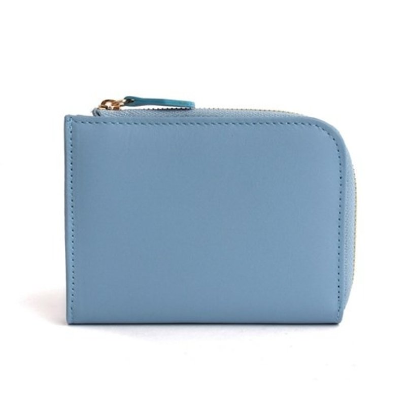 韓國Socharming-Tidy Leather Wallet-Blue - 散紙包 - 其他材質 