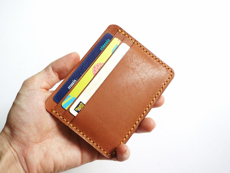 Leather Card Holder Wallet/ Card Organiser in Tan Brown - ที่เก็บนามบัตร - หนังแท้ สีนำ้ตาล
