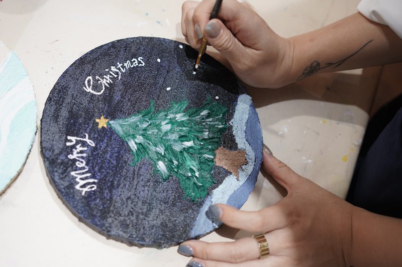 體驗 IARTS Xmas 厚砌畫-聖誕系列  花圈 聖誕樹 一人成行 - 插畫/繪畫/書法 - 壓克力 