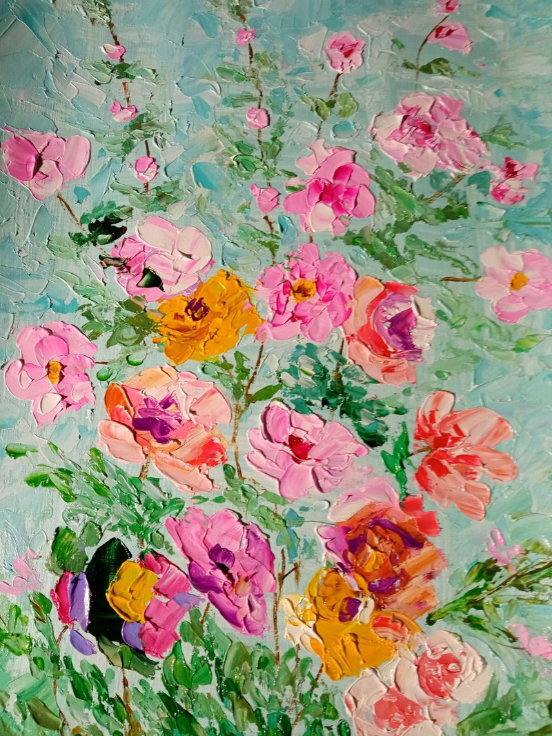 Original oil painting Rustic flowers, 29,5x21 cm - 牆貼/牆身裝飾 - 其他材質 