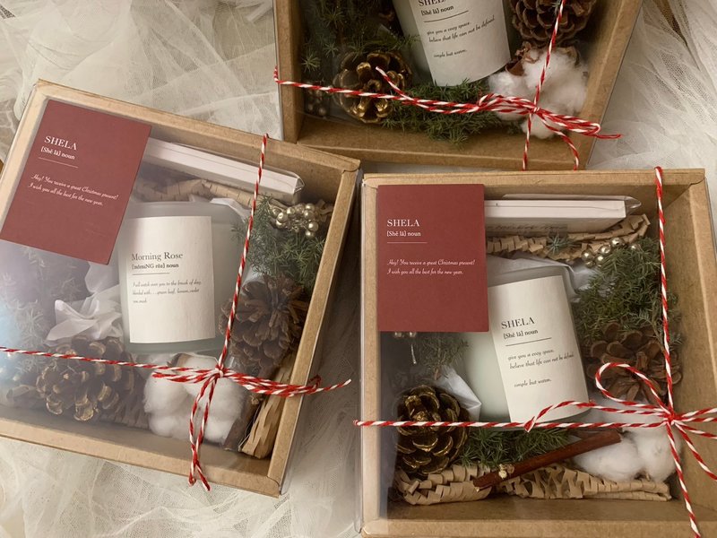 [Christmas Gift Box] 100g scented candle gift box + matchbox - เทียน/เชิงเทียน - ขี้ผึ้ง หลากหลายสี