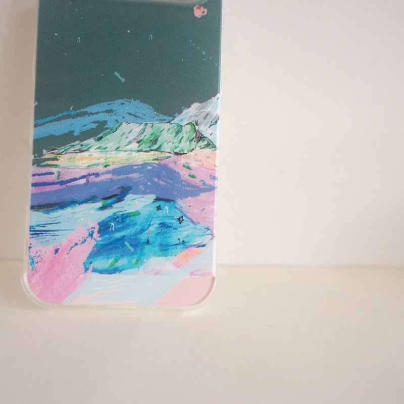 iphone系列 森林綠山稜星星 質感手機殼訂製 軟殼 - 手機殼/手機套 - 橡膠 白色