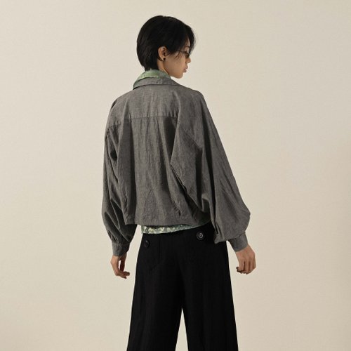 那舒比古著 NaSuBi Vintage 【NaSuBi Vintage】開領設計寬袖短版古著上衣
