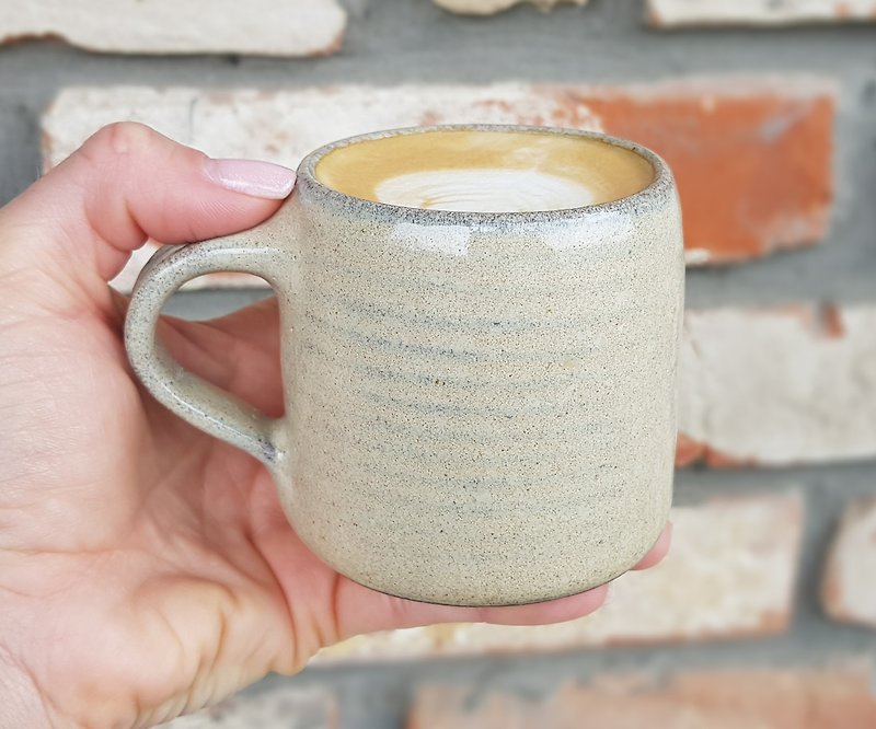 Cappuccino mug 6 oz Ukraine Pottery mug handmade Coffee mug 170 ml mug - Mugs - Pottery Khaki