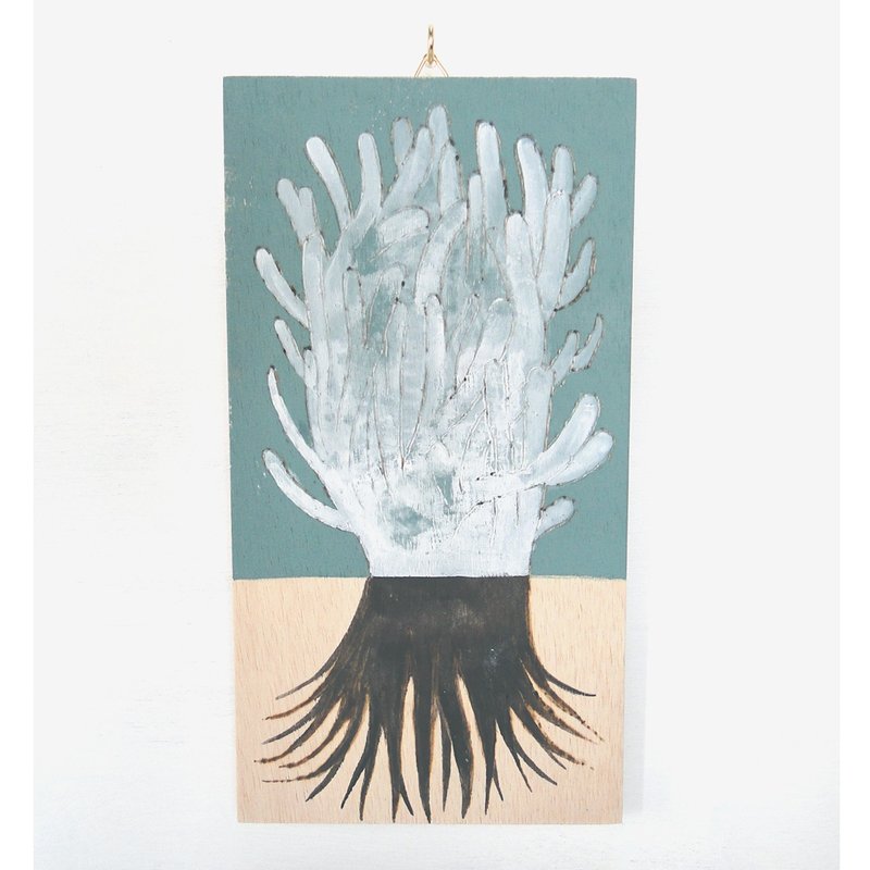多肉植物のウッドバーニングアート 原画 絵画 植物の絵 木雑貨 木工 アナログイラスト アクリル画 - 海報/掛畫/掛布 - 木頭 綠色