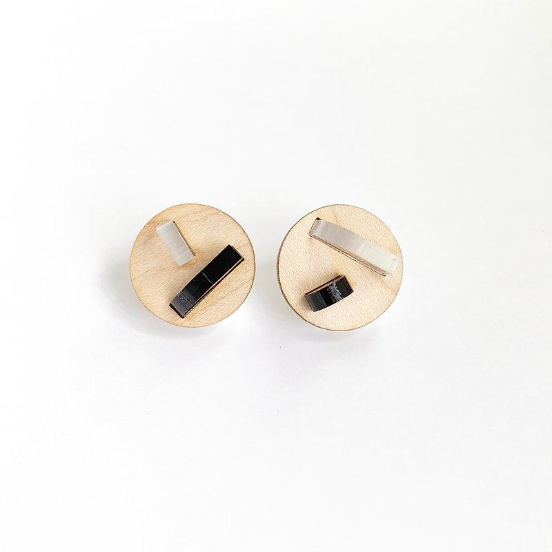 Topping Clip-On/ WOOD - Earrings & Clip-ons - Wood Brown