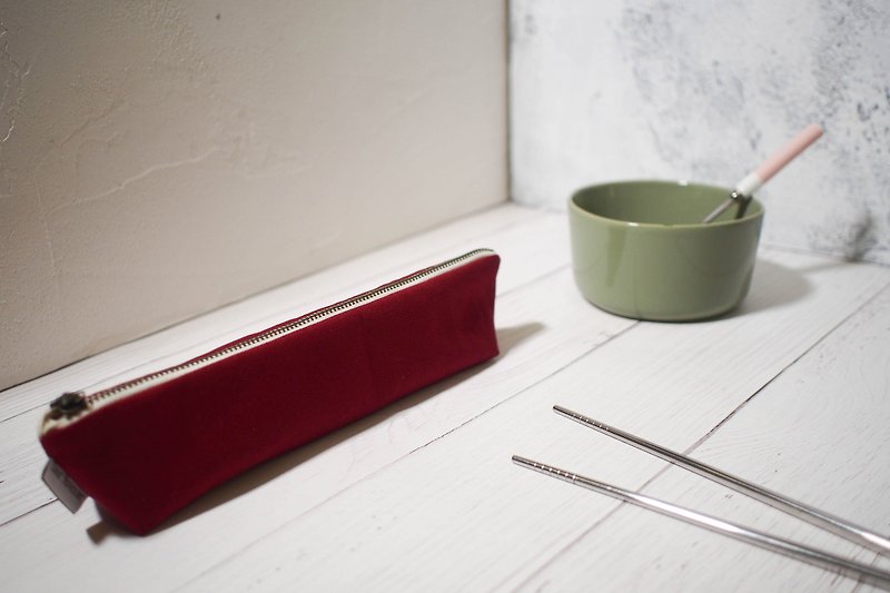 Cotton & Hemp Chopsticks Red - Daily Series Tableware Bag/Chopsticks Cover/Limited Handmade Bag/Little Apple/In stock