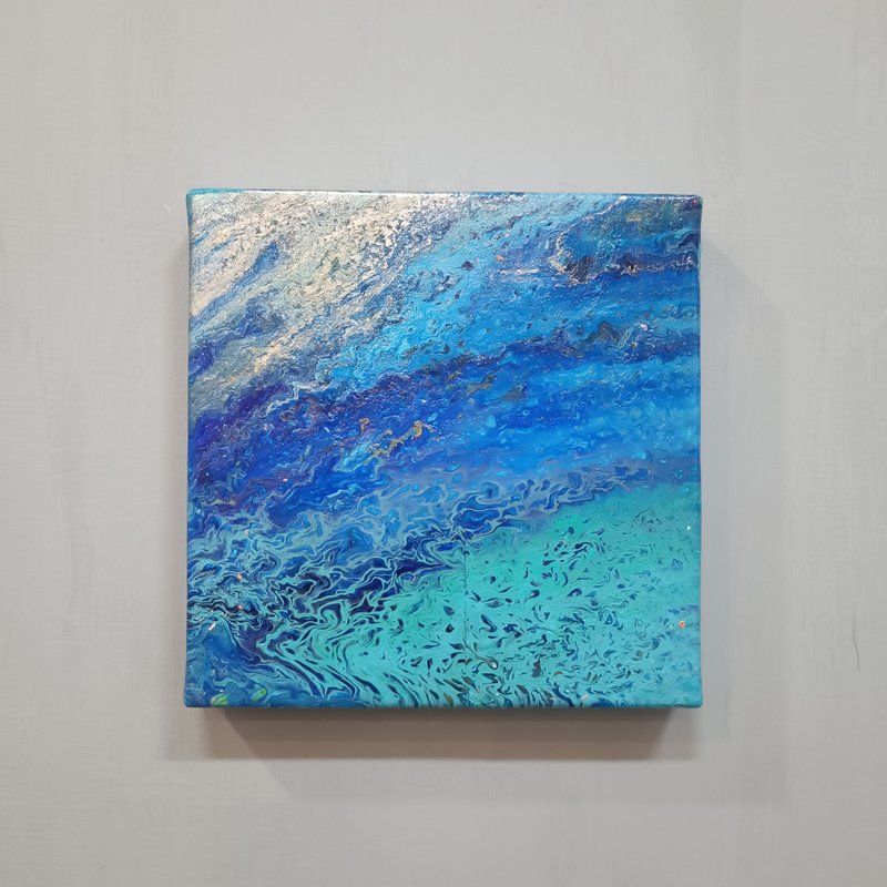 流體畫作品-海  展示品 教案樣本 換季出清 海洋油畫 - 海報/掛畫/掛布 - 顏料 