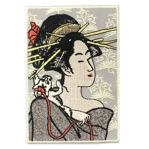 A-ONE 美人繪 日本浮世繪刺繡 喜多川歌麿 刺繡背膠補丁 袖標 布標 布