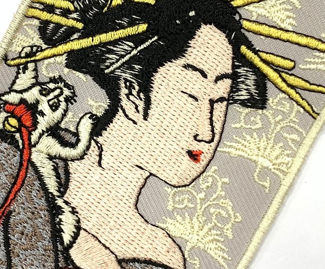 美人繪日本浮世繪刺繡喜多川歌麿刺繡背膠補丁袖標布標布- 設計館A-ONE